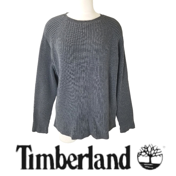 Timberland Vintage Dark Gray Cable Knit Pullover Sweater L-XL - Picture 1 of 12